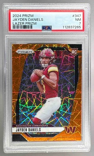 112837265 Jayden Daniels 2024 Panini Prizm #347 Lazer RC PSA 7