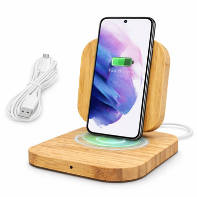 Wireless Charger 15W für Qi Ladegerät Holz induktive Ladestation iPhone Samsung