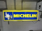 MICHELIN TIRES-LIGHTED DEALER SIGN WITH BIBBENDUM 36 x 12 .. vintage 70’s