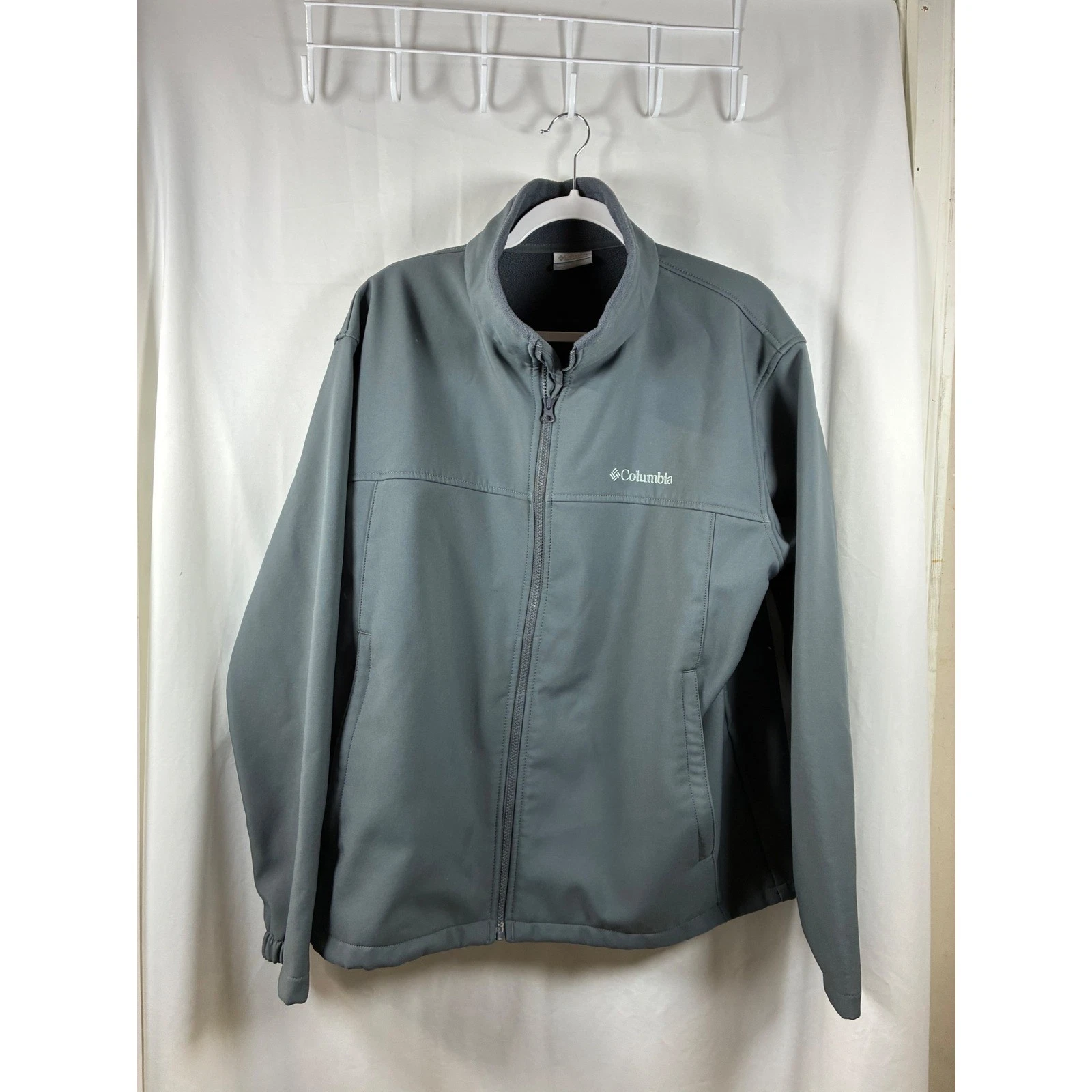 Columbia Mens Charcoal Gray Softshell Fleece Lined Full Zip Jacket XM6093 XL