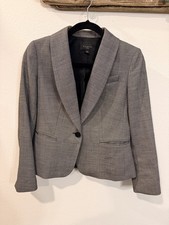 Talbots Womens Wool Blend One Button Blazer Gray Petite 4P Mature Career Prof