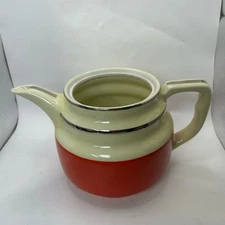 Enterprise Drip-O-lator Teapot Yellow Red Vintage Art Deco Two Tone Collectible