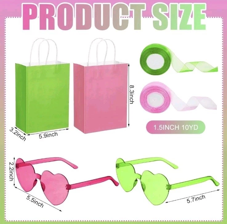 48 Pcs 24 Sets Pink and Green Birthday Party Decorations Witch Party Favor Gift  - Image 3 of 4