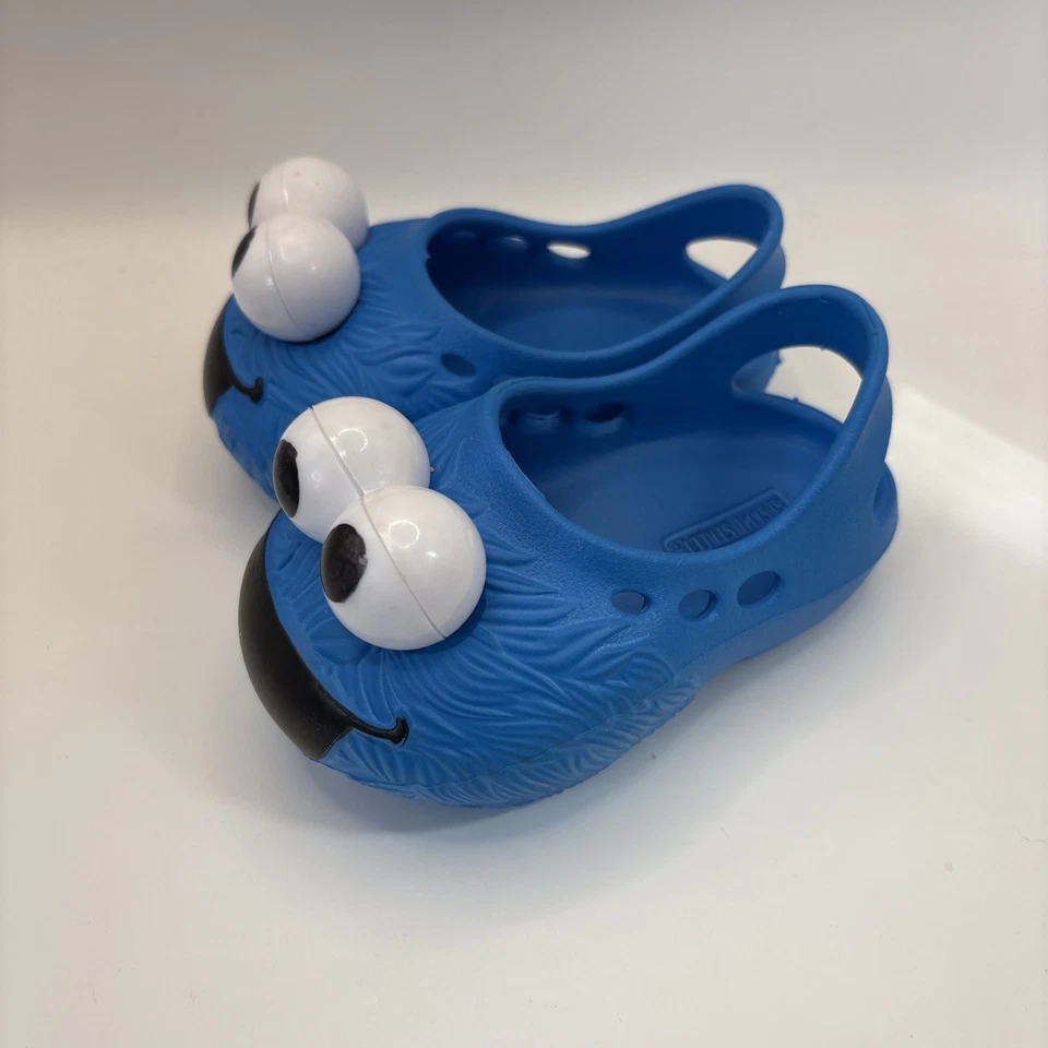 芝麻街饼干怪物婴儿一脚蹬木屐尺寸24个月鞋蓝色 — 第 3/4 张图片