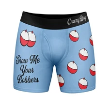 Mens Show Me Your Bobbers Boxer Briefs Funny Fishing joke Graphic Novelty