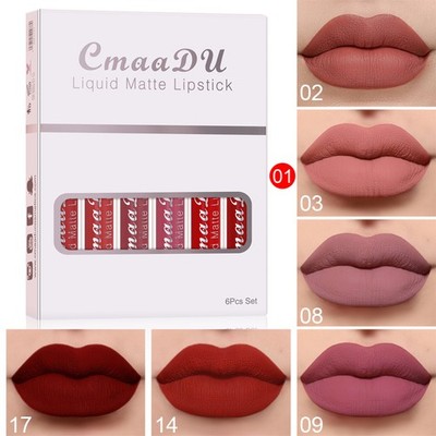 6Pc Matte Non-stick Cup Waterproof Lipstick Long Lasting Lip Gloss