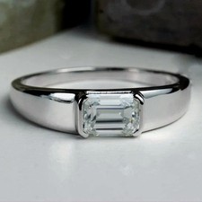 Octagon Shape 4.00Cts. Certified White Diamond Ring In 925 Silver - Tariffs Free