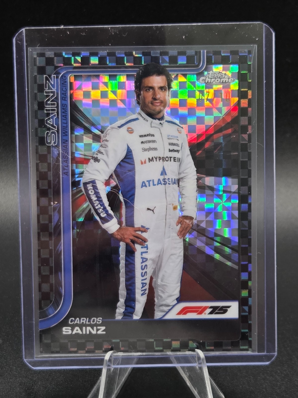 2025 Topps Chrome Formula 1 F1 Carlos Sainz Portrait Black Checker 7/10 #18