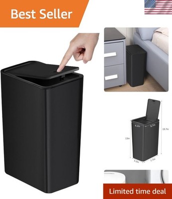 Bathroom Trash Can with Lid, 10 Liter/ 2.6 Gallon Slim Garbage Can, Small Tra...