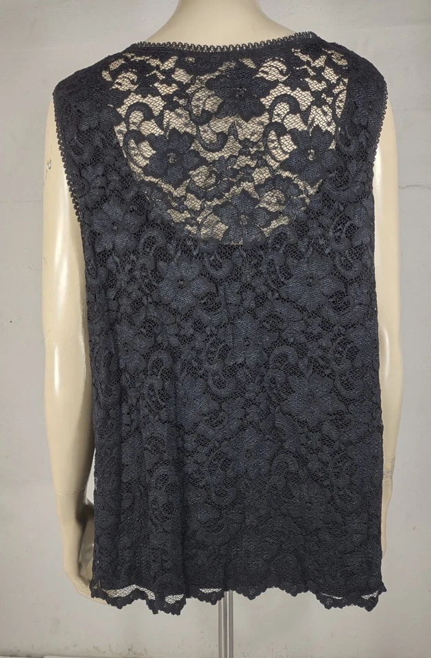 Новый с Ярлыками Vikki Vi черный кружевной слоистый без рукавов Майка блузка женщин 2 X XXL - Изображение 4 из 4
