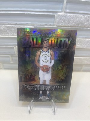 Tyrese Haliburton 2025 Topps Chrome Ball Of Duty Gold Refractor 21/50