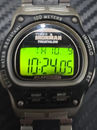 Vintage Timex Ironman Triathlon 8-Lap  Module 746 Stainless/Resin Bracelet 1990s