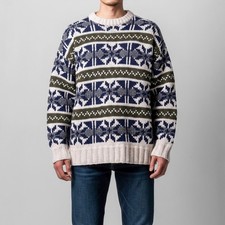 100 Wool Scandi Nordic Fair Isle Sweater Cabincore Apres Jumper Chunky Vintage