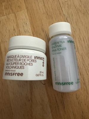 Innisfree Green Tea Enzyme PHA toner & Super Volcanic Pore Clay Mask