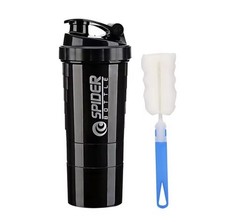 3-lagige Protein Workout Flasche inklusive Shake Cup und mehreren Fächern