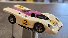 VINTAGE AURORA AFX PORSCHE 917 HO SLOT CAR W CHASSIS WHITE PURPLE BROKEN INCOM