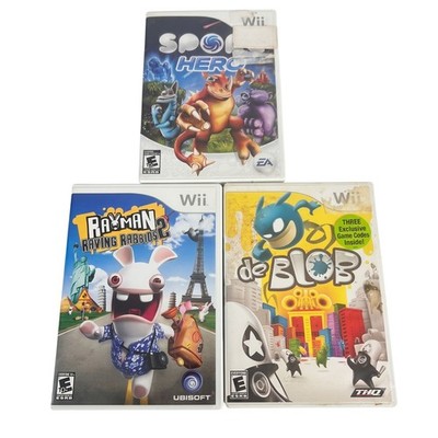 Wii Lot of 3 Games Spore Hero de Blob Rayman Raving Rabbids 2 CIB Complete