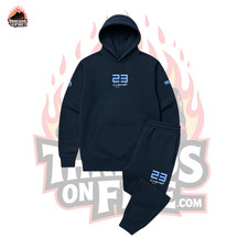 Men's Navy Blue Hoodie Joggers Set Sweatsuit Tracksuit Matches Air Jordan 1 UNC