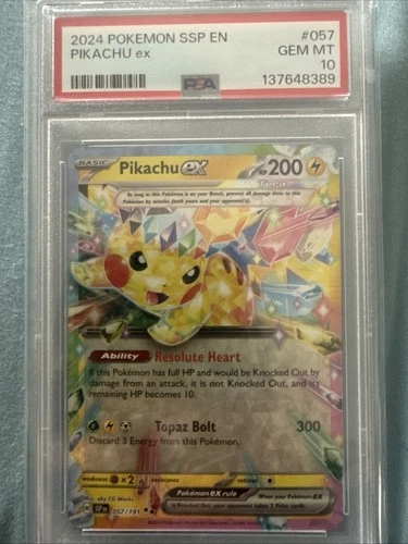 2024 Pokemon SSP En-Surging Sparks #057 Pikachu EX PSA 10