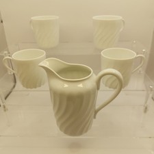 RICHARD GINORI 4 TAZZINE CAFFÈ E LATTIERA MODELLO ANCONA PORCELLANA BIANCA