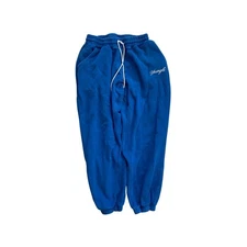 YOUNGLA Blue Sweatpants Joggers Embroidered Logo Elastic Waist Drawstring Size L