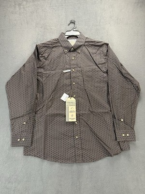 Panhandle Slim Tuf Cooper Performance Western Shirt Mens Large Brown Button NWT