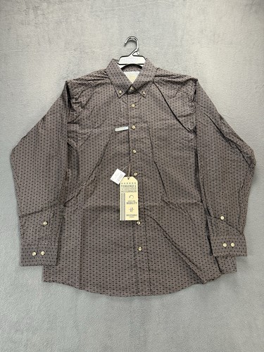Panhandle Slim Tuf Cooper Performance Western Shirt Mens Large Brown Button NWT