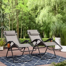 Mainstays Outdoor Zero Gravity Chair Lounger, 2 Pack, Grey