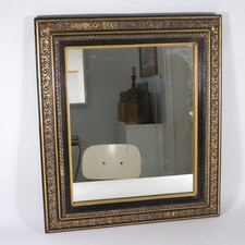 SPECCHIO SPECCHIERA CORNICE ANTICA IN LEGNO NERO ORO DORATO STILE NAPOLEONE III