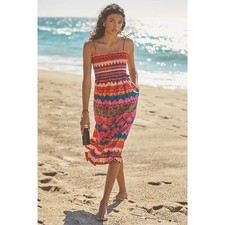 New NWT Farm Rio Anthropologie Beaded Heart Smocked Cover-Up Dress Size Small