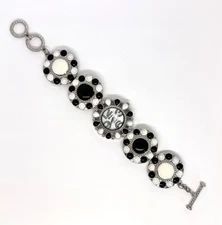 Vtg, New Geneva Platinum Silver Plated and Enamel Ladies Watch Band Item #1017