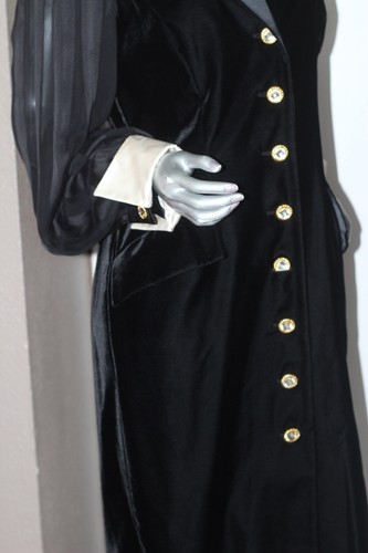 Vintage Escada Couture TuexedoVelvet formelles Kleid aus Seide abnehmbare Manschetten & Kragen - Bild 3 von 9