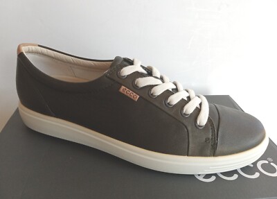 Ecco Women's Sneakers Soft 7 Deep Forest Metallic Leather Lace Sz 10 ~ 41 NIB