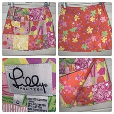 VTG Lilly Pulitzer Sz 0 Reversible True Wrap Skirt Floral Frogs Cotton Y2K EUC