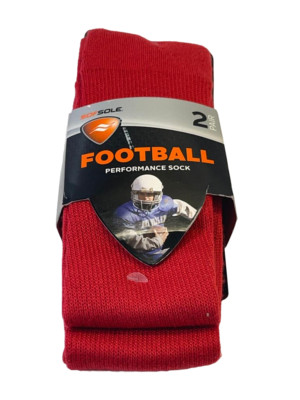 SofSole Youth Endzone Football Team Athletic Performance Socks,Red, Small 10-4.5