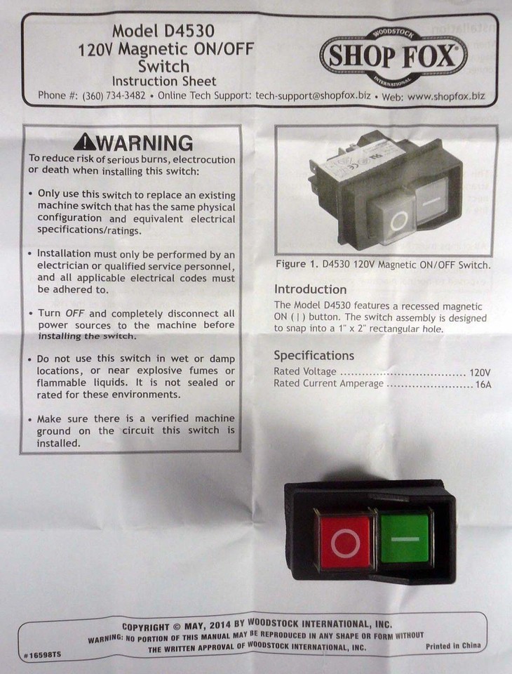 Water Resistant Magnetic On-Off Gasketed Switch 120V 16A 1/2 HP 1