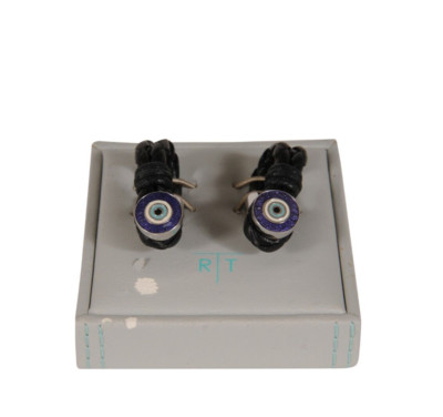 Tateossian London RT Scoubidou Pivot Button Wraparound Evil Eye Cufflinks Purple