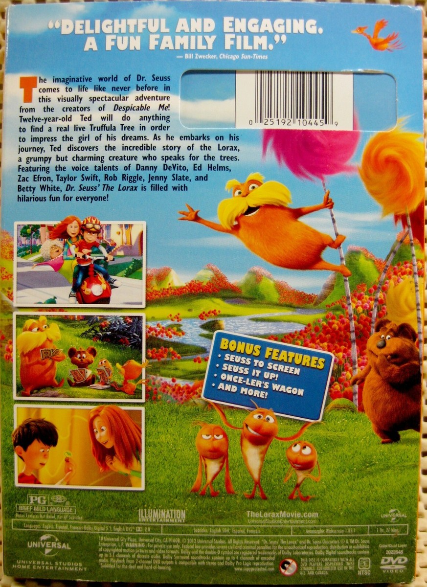 o'o'o . 2 DVDs . Dr Seuss . The LORAX with Slip Cover +plus+