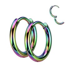 Rainbow Hoop Earrings Hypoallergenic 316L Surgical Stainless Steel 25mm/1in