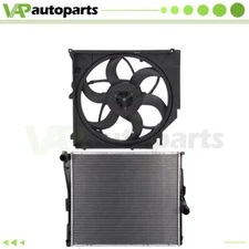Aluminum Radiator and Radiator Cooling Fan Assembly For 2004 2005 2006 BMW X3