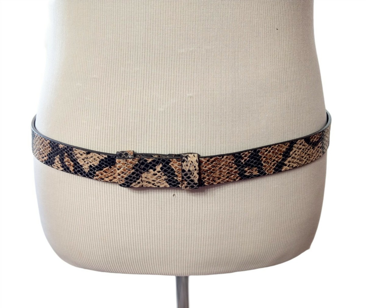 Chico\'s Hook Closure Brown Snake Print Leather Adjustable Slide Belt Size M/L CHICO main image 3