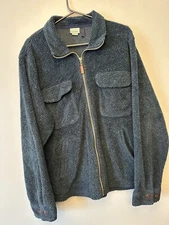 Men's L.L. Bean Retro Full Zip Sweater Jacket wood buttons Medium M