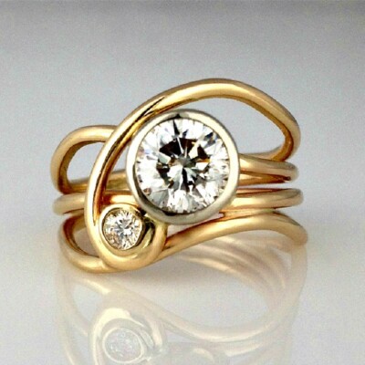 Elegant Women 18k Yellow Gold Plated Rings Cubic Zirconia Party Jewelry Sz 6-10