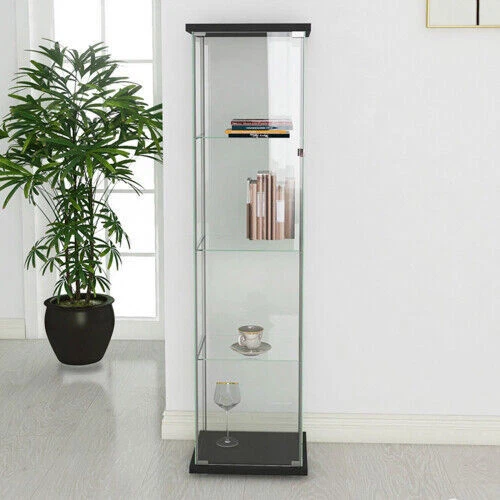 Glass Display Cabinet 4 Display Shelves Floor Standing w/Door Curio Bookshelf US - Picture 13 of 16