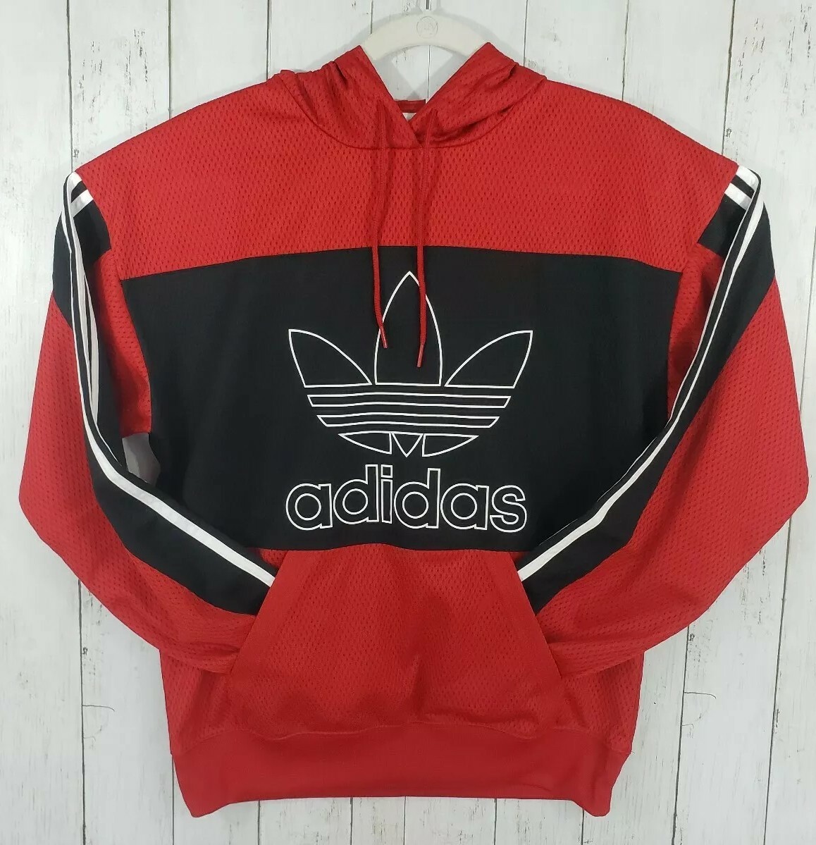 NEW MEN'S ADIDAS ORIGINALS TREFOIL MESH OUTLINE HOODIE Multiple