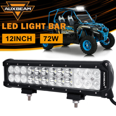 AUXBEAM 12'' 72W LED Work Light Bar Spot Flood Offroad Driving Fog Lamp ATV UTV