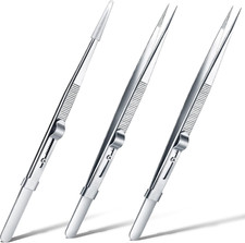 3 Pack Diamond Tweezers Gem Stone Jewelry Locking Tweezers Stainless Steel Diamo