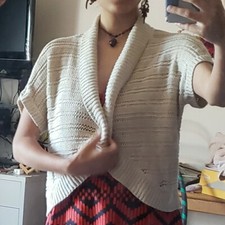 Beige Knit Sweater Shawl