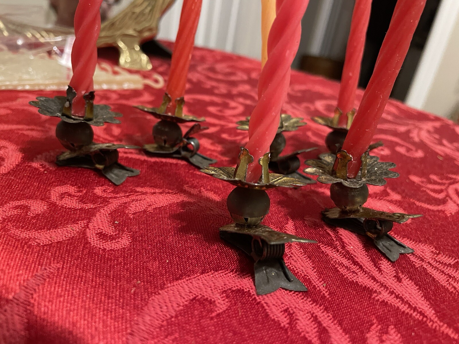 6 Vtg Christmas Clip W/ Candle Holders For Tree & 13 Vtg Icicle Tree Decorations