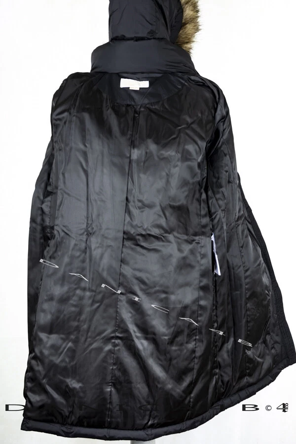 Cappotto imbottito trapuntato con cappuccio Michael Kors donna invernale pelliccia sintetica M nero